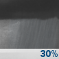 Saturday Night: A chance of rain showers after 8pm. Mostly cloudy, with a low around 55. Chance of precipitation is 30%. Saturday Night: Chance Rain Showers